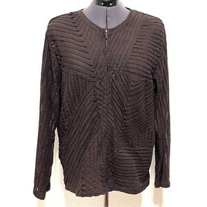 Chico's Woman Brown Lace Full Zip Lightweight Formal Jacket Size 2